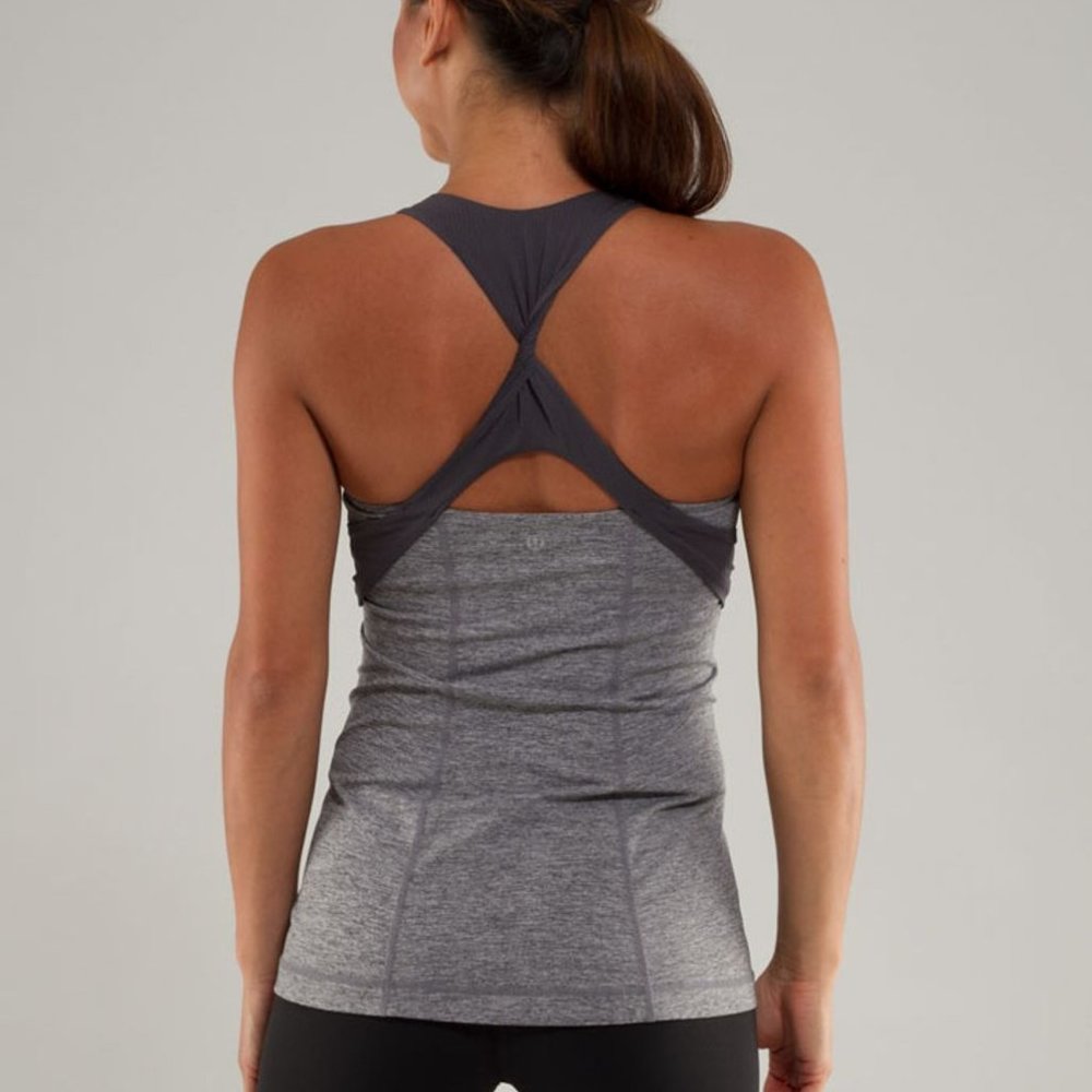 Lululemon Spin Me Tank Top in Heathered Coal Grey Sz 6